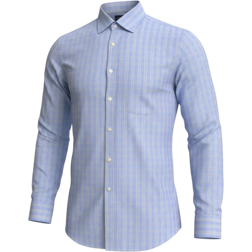 Charles Tyrwhitt Slim Fit Non Iron Oxford Shirt Men L XL Baby Blue Plaid 17.5 36